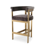 Clubhouse Counter Stool - Brushed Brass Finish | Savona Grey Velvet & Boucle Cream