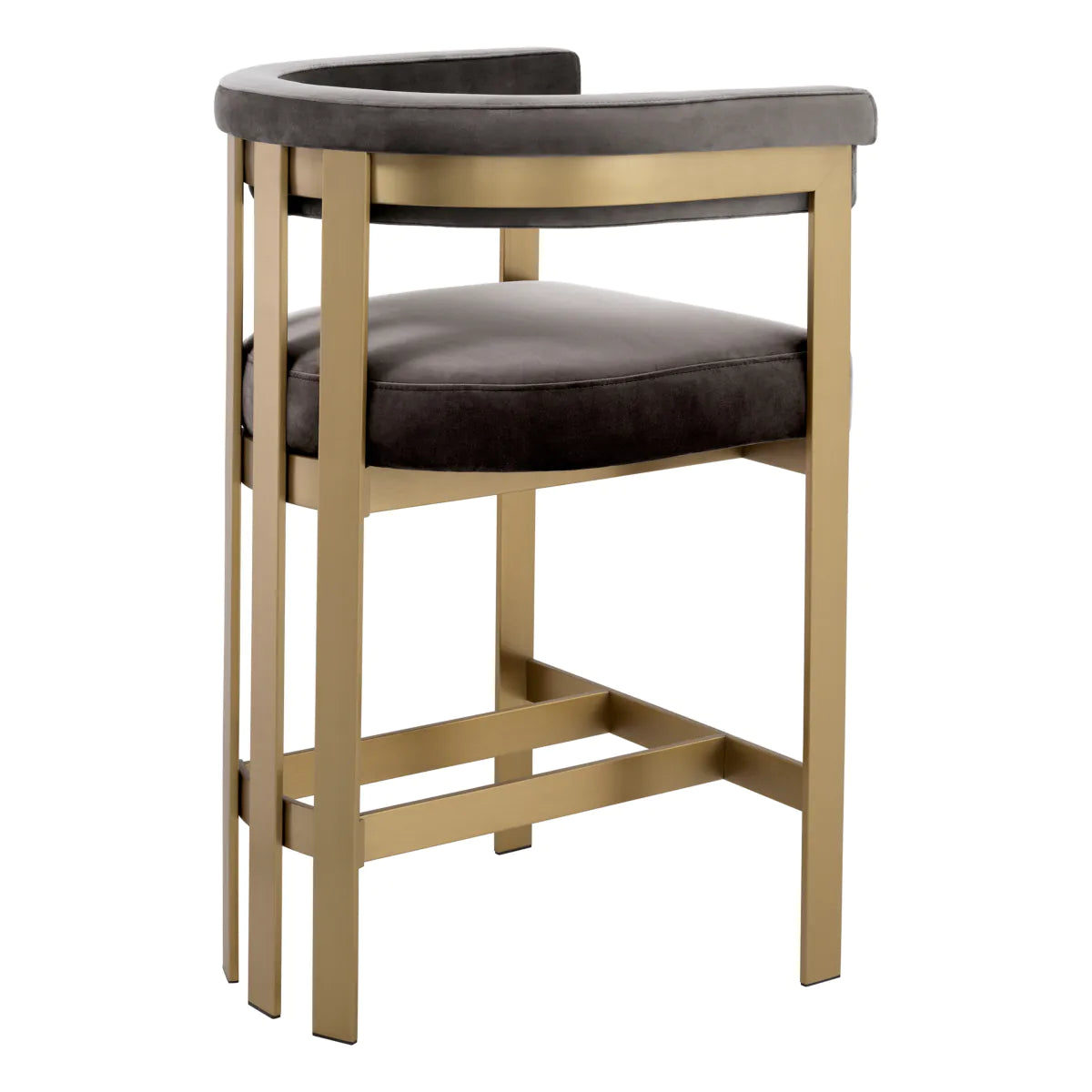 Clubhouse Counter Stool - Brushed Brass Finish | Savona Grey Velvet & Boucle Cream