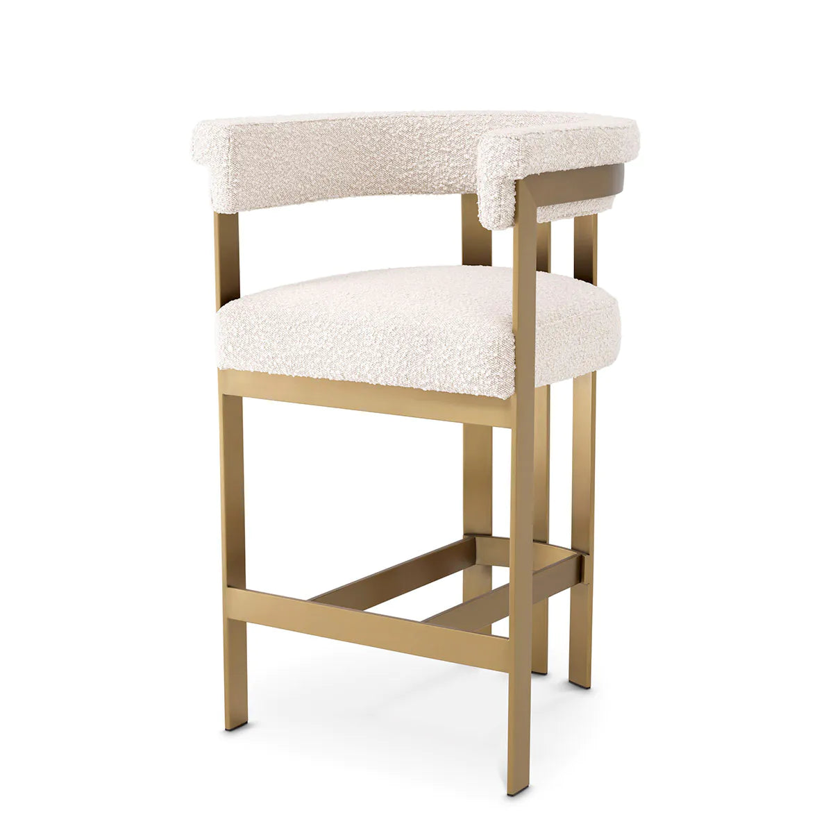 Clubhouse Counter Stool - Brushed Brass Finish | Savona Grey Velvet & Boucle Cream