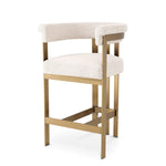 Clubhouse Counter Stool - Brushed Brass Finish | Savona Grey Velvet & Boucle Cream