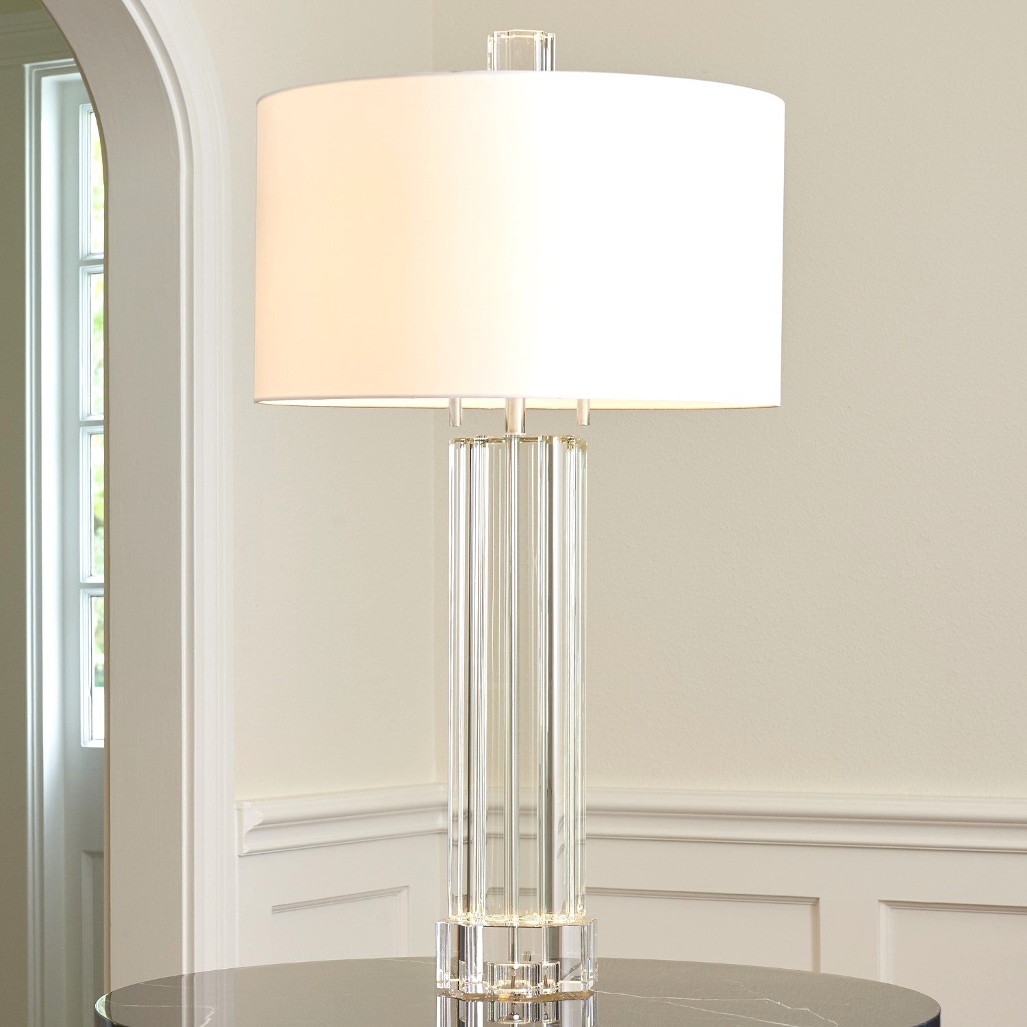 Fluted Crystal Column Table Lamp