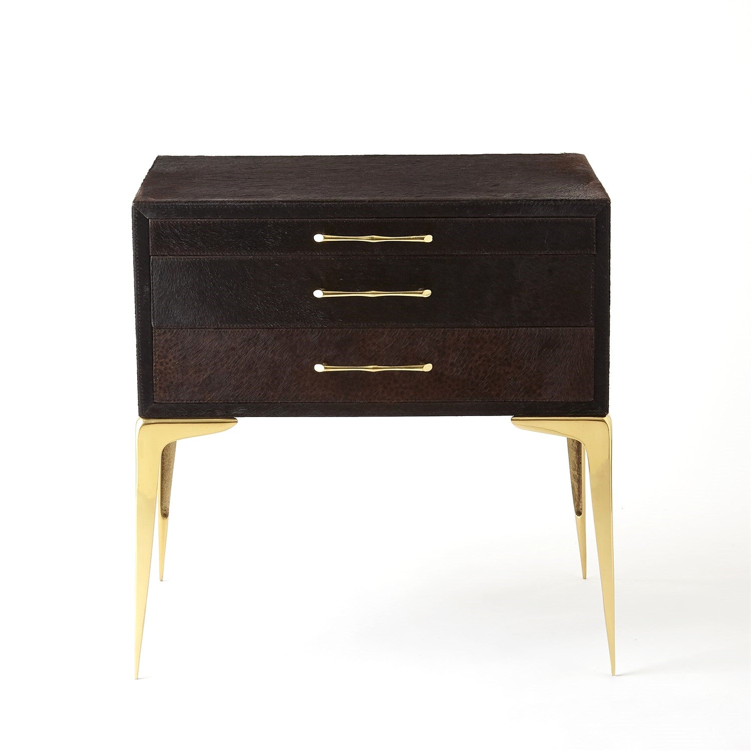 Stiletto Bedside Table White Hair-on-Hide or Black Hair-on-Hide