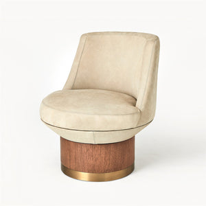 Brado Round Swivel Chair-Burlap Leather