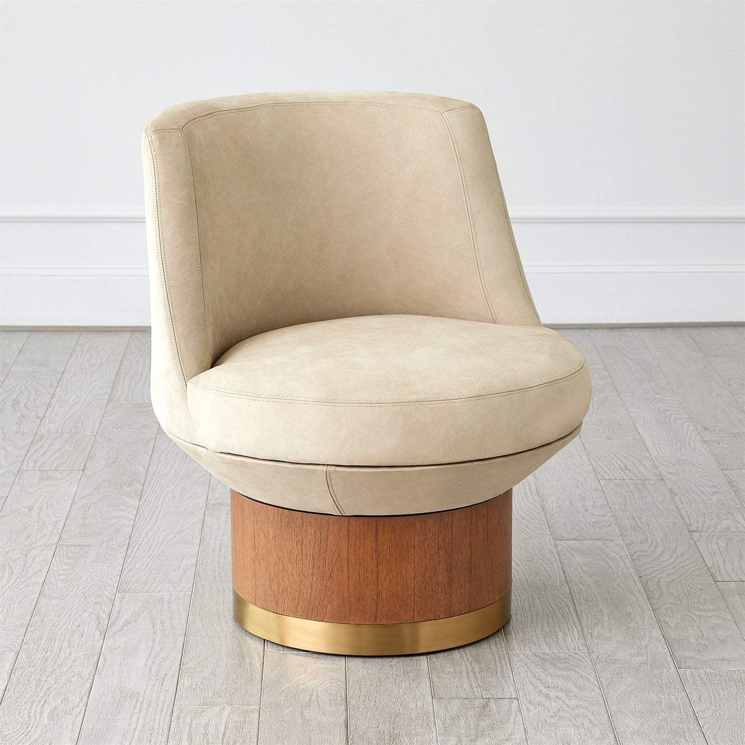 Brado Round Swivel Chair-Burlap Leather