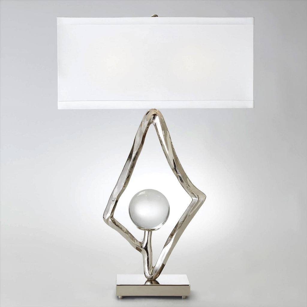 Abstract Lamp w/6 Crystal Sphere-Nickel