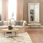 Curved Floor Mirror-White Hair-on-Hide