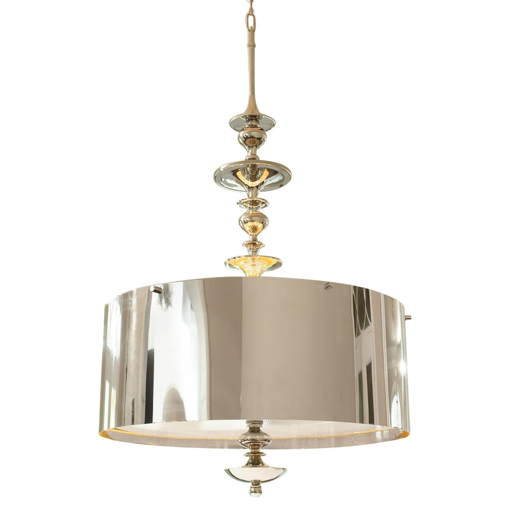 Turned Pendant Chandelier-Nickel-Large | Small