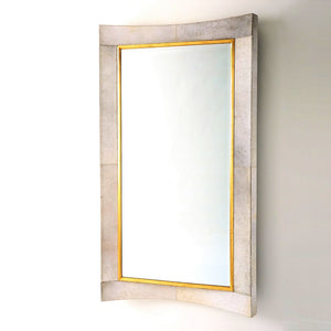 Curved Floor Mirror-White Hair-on-Hide