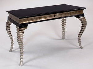 Pewter N Black Wood Desk