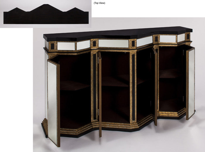 Mirrored 4-Door Cabinet