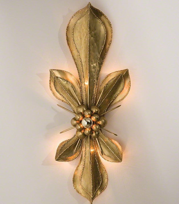 ZZ- Brass Fleur De Lis Wall Sconce