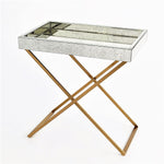Folding Tray Table - Antique Mirror in Brass | Graphite Mirror in Nickel