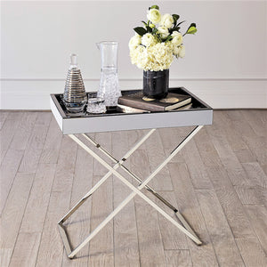 Folding Tray Table - Antique Graphite Mirror in Nickel