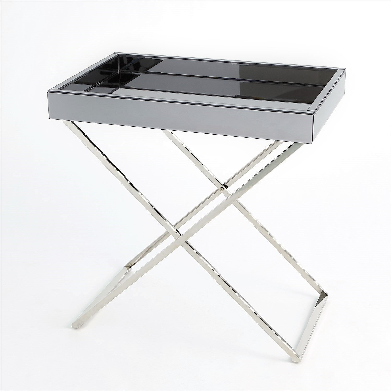 Folding Tray Table - Antique Graphite Mirror in Nickel