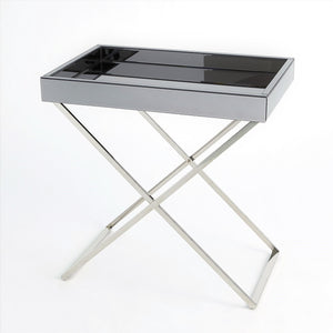 Folding Tray Table - Antique Graphite Mirror in Nickel