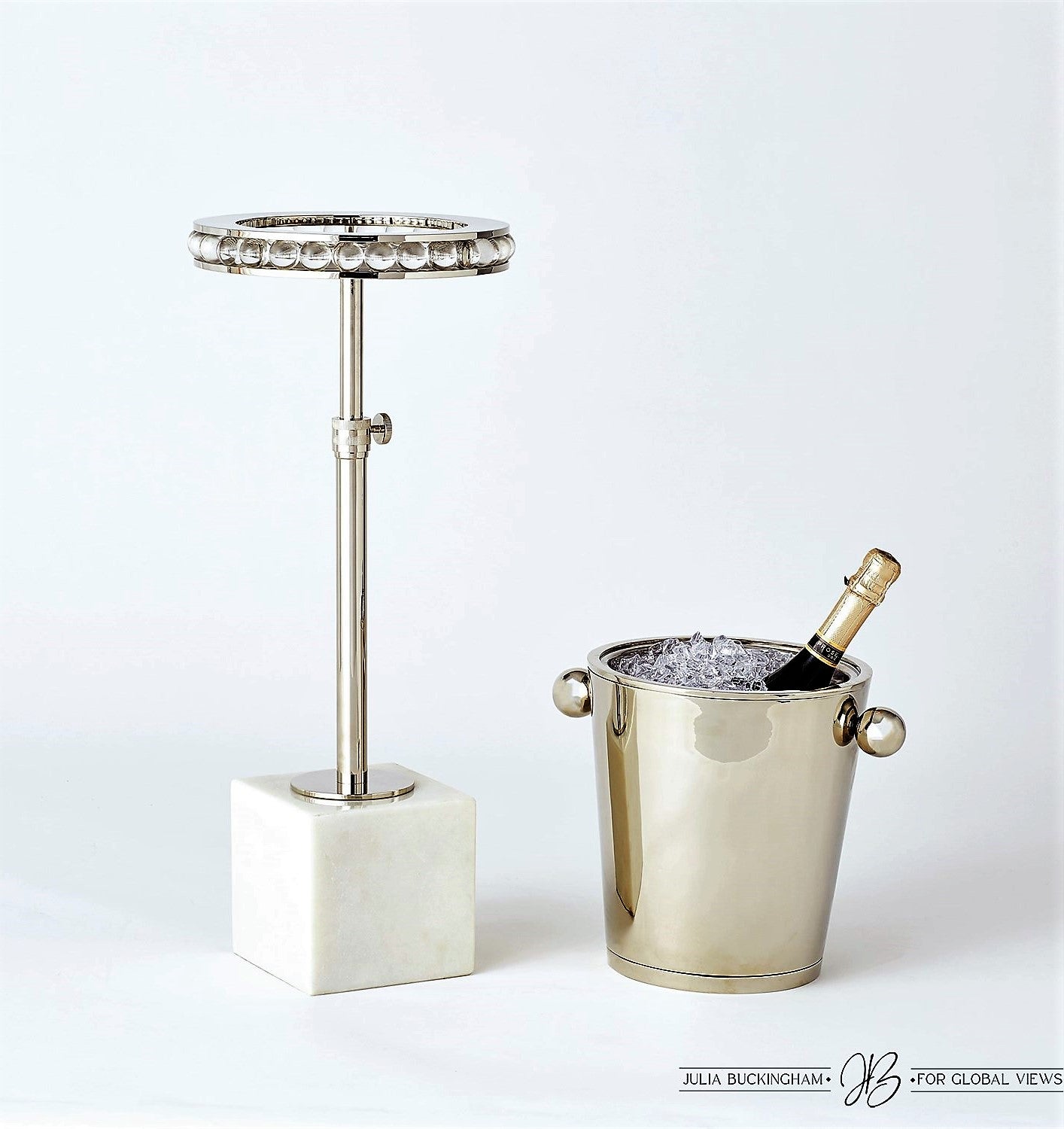 Margot Champagne Bucket- Nickel & Margot Side Table - Nickel