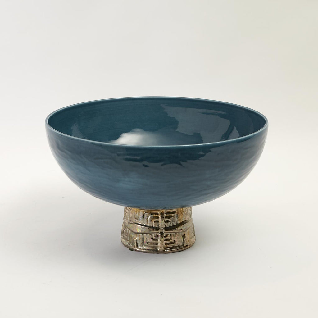 Maze Compote - Cobalt/Antique Gold