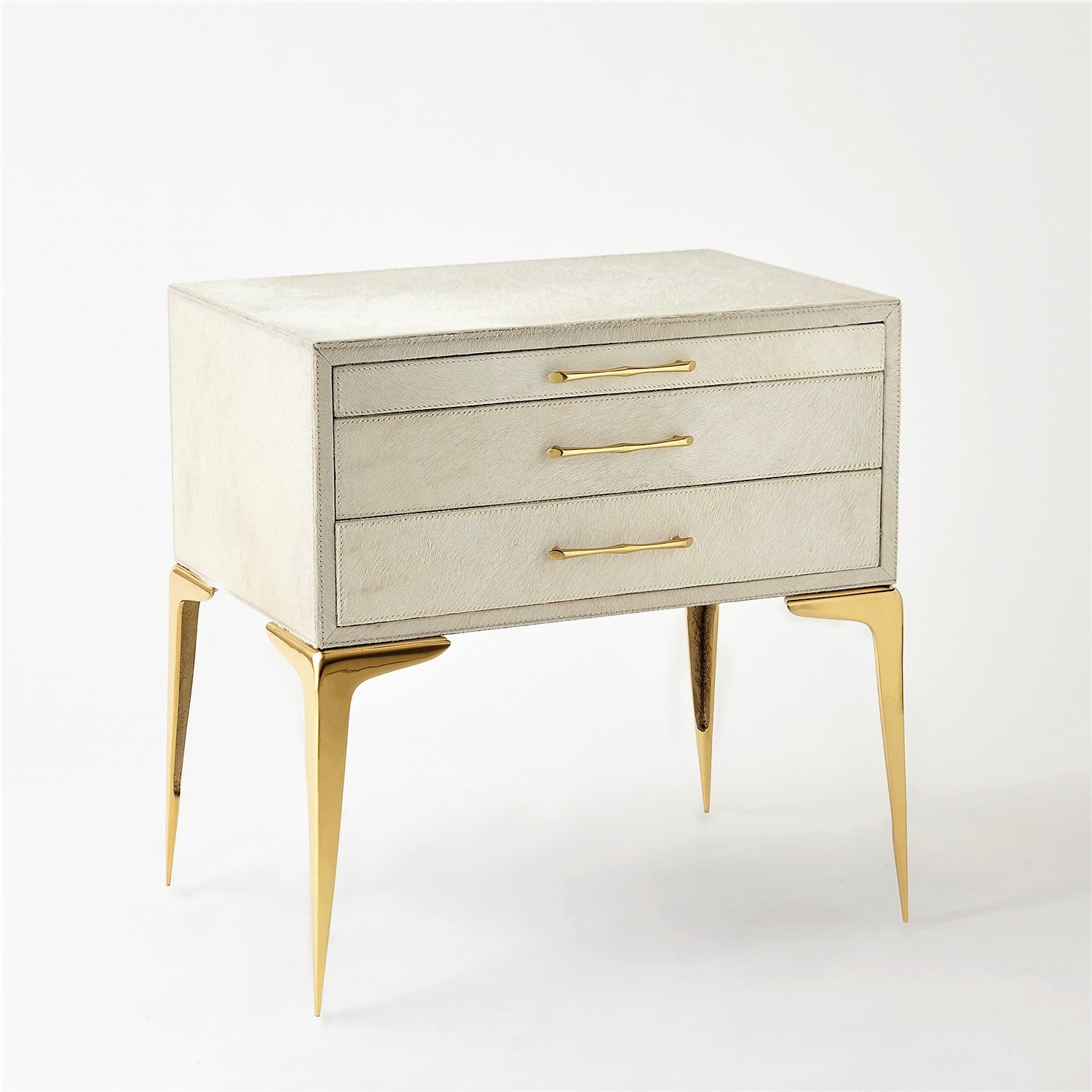 Stiletto Bedside Table-White Hair-on-Hide