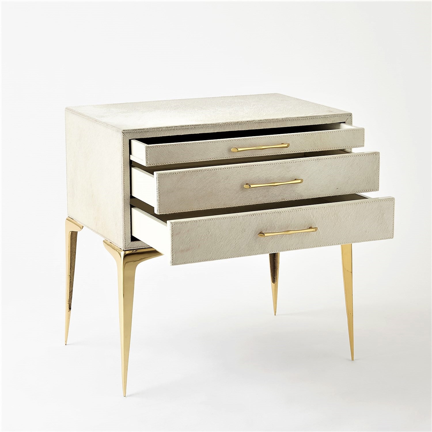 Stiletto Bedside Table-White Hair-on-Hide