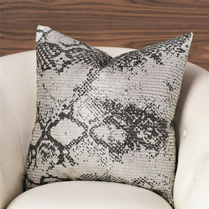 Shimmer Snake Skin Pillow - Silver