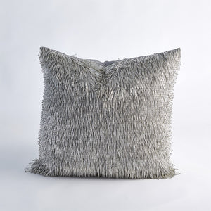Shimmy Fringe Pillow - Silver