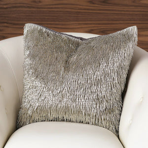 Shimmy Fringe Pillow - Silver