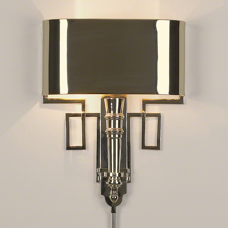 Torch Sconce w/Shade - Nickel & Antique Brass