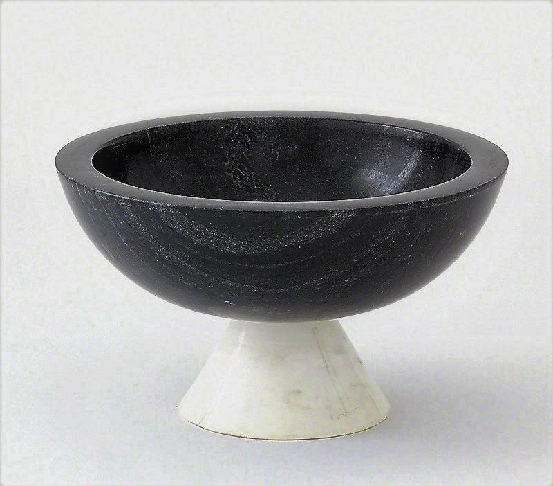 Marble Round Bowl - Black & White