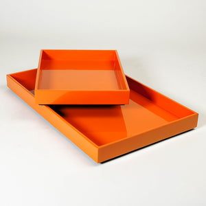 Stack Rectangle Tray-Orange - S/2