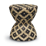 Woven Rattan Black & Natural Hourglass Stool/Table
