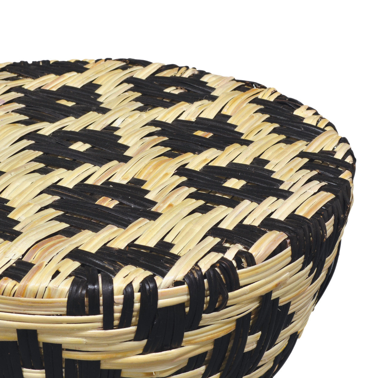 Woven Rattan Black & Natural Hourglass Stool/Table