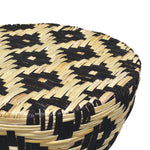 Woven Rattan Black & Natural Hourglass Stool/Table