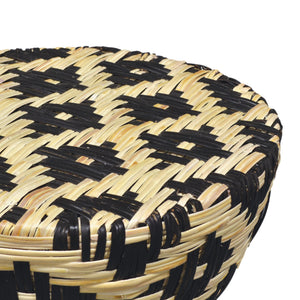 Woven Rattan Black & Natural Hourglass Stool/Table