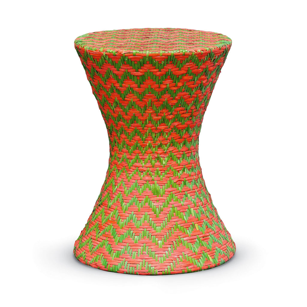 Woven Rattan Chevron Hourglass Stool/Table