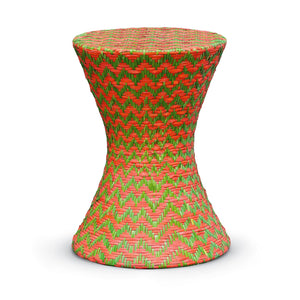 Woven Rattan Chevron Hourglass Stool/Table